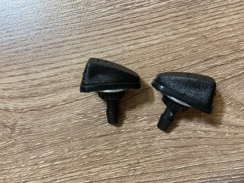 Photo 1 of Downhill 2 PCS Automotive Front Windshield Washer Nozzles, Automotive Wiper Nozzles, Single Hole Adjustable Fan-shaped Washer Nozzle with Brass Regulators, for Most Vehicles (Black)