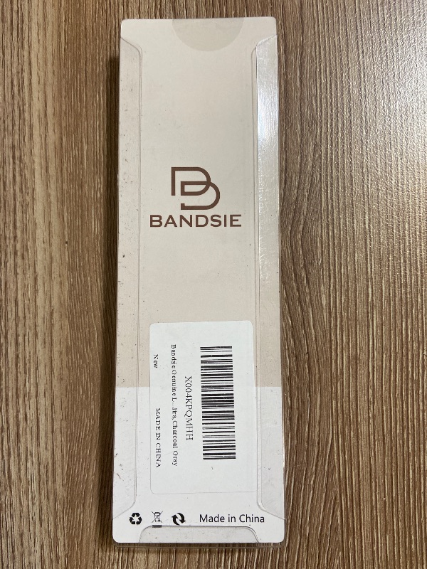Photo 1 of BandSie Apple Watch strap features a charcoal gray Leather material and a silver buckle