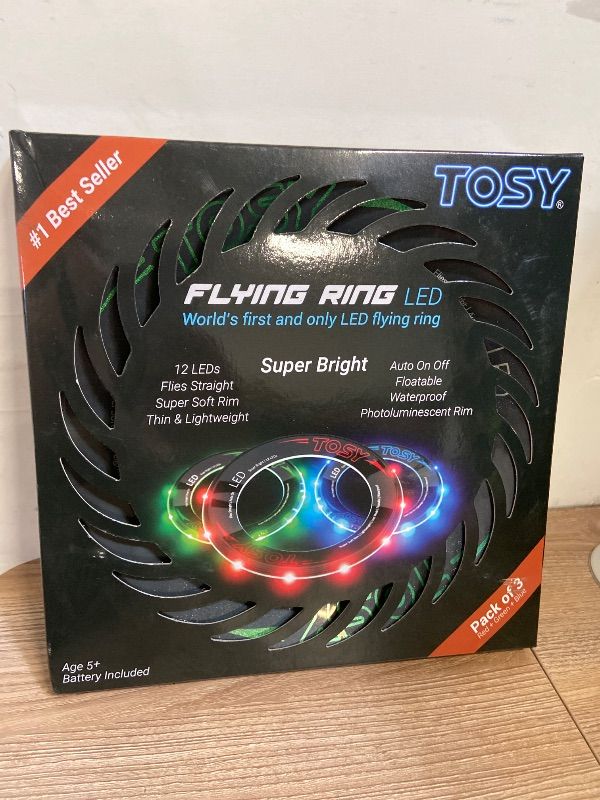 Photo 1 of TOSY Flying Ring - 12 Monocolor LEDs, Super Bright, Lost Mode, Auto Light Up, Easter Basket Stuffers Gift for Kid/Teen/Boy/Girl, Safe, Waterproof, Pool/Beach/Camping Toy, 3-Pack