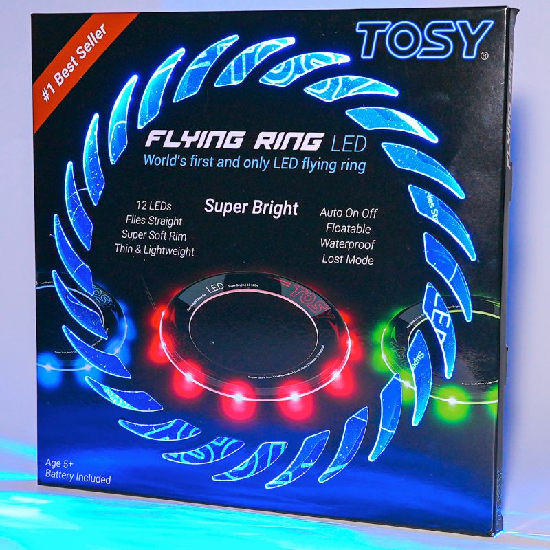 Photo 1 of TOSY Flying Ring - 12 Monocolor LEDs, Super Bright, Lost Mode, Auto Light Up, Easter Basket Stuffers Gift for Kid/Teen/Boy/Girl, Safe, Waterproof, Pool/Beach/Camping Toy, 3-Pack