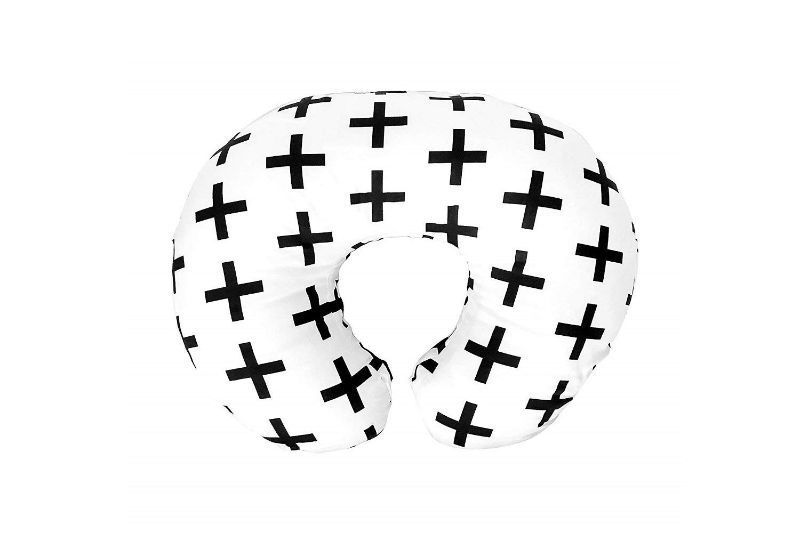 Photo 1 of Premium Quality 2 Pack Nursing Pillow Covers by Mila Millie - Nordic Swiss Black & White Cross Unisex Design Slipcovers - 100% Cotton Hypoallergenic (Black & White)