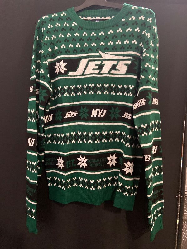 Photo 1 of Size L FOCO New York Jets NFL Big Logo Ugly Sweater