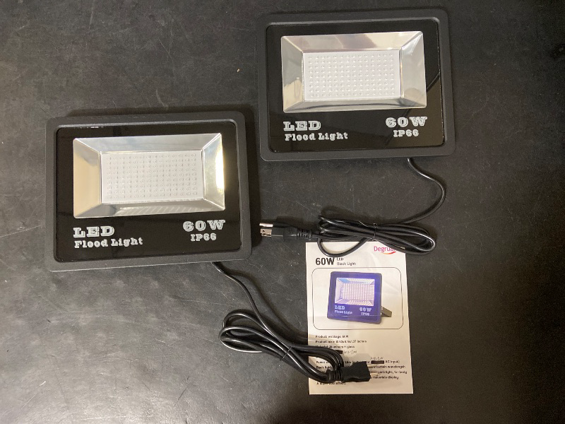 Photo 1 of 2 Pack 60W LED Outdoor Lighting Flood Lights,Wall Light,Work Light,IP66 Waterproof Security Lights,5400lm,6500K White Light for Shop,Garage,Yard,Garden,Landscape, Playground Lighting