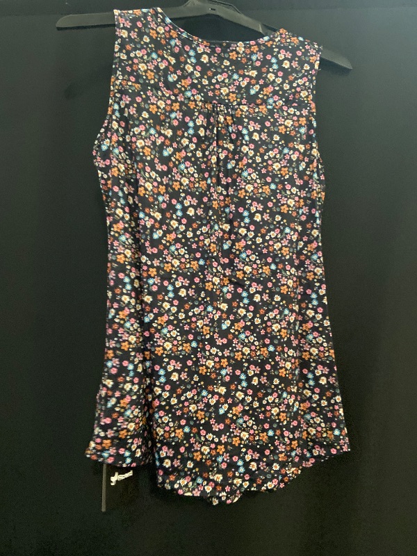 View 3 of (S) Ficerd Women's Tank Tops Sleeveless Tunic Pleated Crew Neck Blouses Summer Dressy Casual Loose Spring T Shirts(Small,Black Flower)