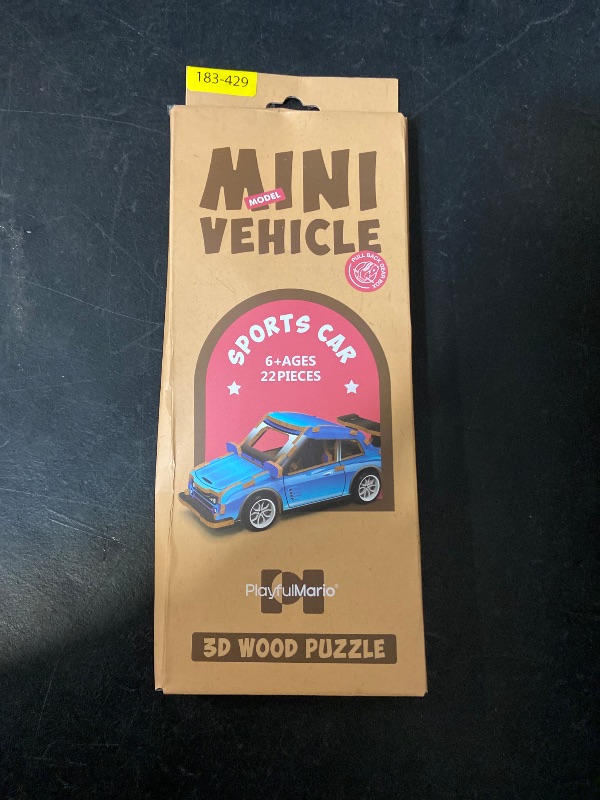 Photo 1 of ArtCreativity 3D Puzzle Sports Car - Wooden Building Kit for Kids - STEM Wooden Puzzle Model Car with Pullback Mechanism