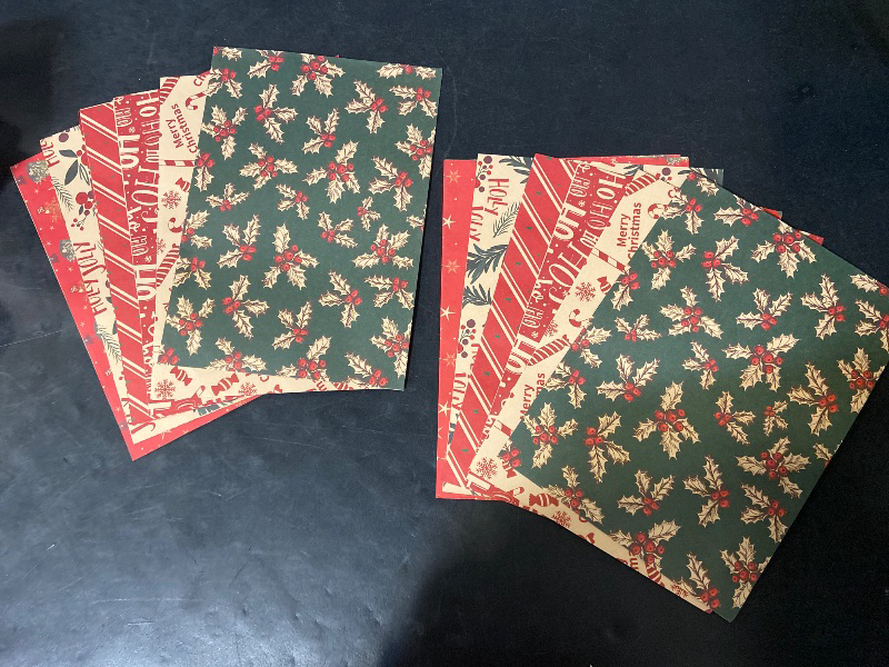 Photo 1 of 12Pcs Christmas Paper Bundles 18 x 22 Inch Red Green Woodland Fat Quarters Xmas for DIY Craft Party Decor