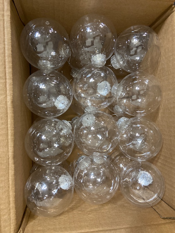 Photo 1 of Aodaer 24 Pieces 3.15 Inch Christmas Clear Plastic Fillable Ornament Balls with Lid and Rope Transparent Christmas Decoration Baubles for Xmas Tree Home Decor Party Wedding, 80 mm