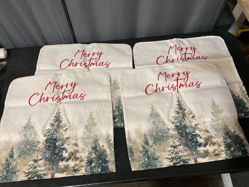 Photo 1 of Christmas Chair Back Cover, Xmas Tree Dining Chair Protector Covers