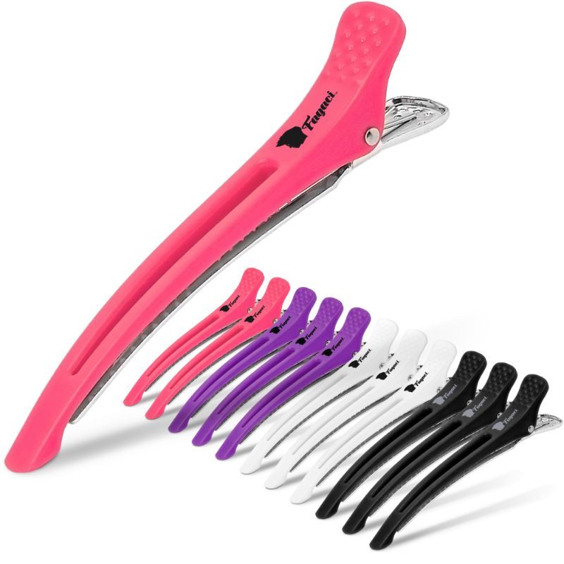 Photo 1 of Fagaci Firm Grip Hair Clips with Silicone Band - Duckbill Sectioning and Styling Clips, Durable Alligator Clips for Women's Hair, Long Duck Billed Salon Clips