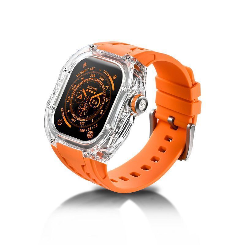 Photo 1 of Translucent Designer Rugged Case and Band Compatible for Apple Watch Ultra 3/2/1 49mm, Luxury Crystal Clear Military Protective Cover Bumper Tactical for iWatch, T-OR
