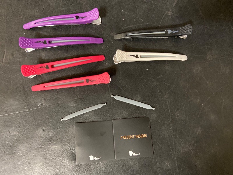 Photo 1 of 6pc Fagaci Firm Grip Hair Clips with Silicone Band - Durable Duckbill and Alligator Clips for Sectioning, Styling, and Salon Use
