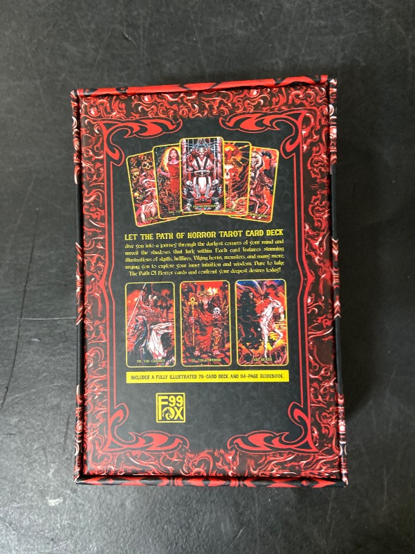View 4 of 99FOX The Path of Horror Tarot Card Deck and Guidebook for Beginners Readers Creepy Themes Waterproof Cards Classic Pack Intuition Vintage Accessories Plastic Collection Design with Box