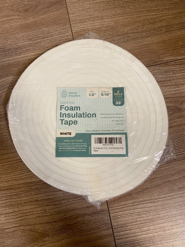 Photo 1 of 33 Feet Weather Stripping Seal for Doors and Windows Insulation Strip Weatherproof Self Stick Seal 5/16" x 1/2" Soundproof High Density Foam Insulation Tape Adhesive