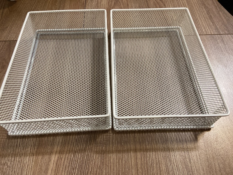 Photo 1 of Annova Mesh Stackable Drawer Cabinet and Shelf Organizer Bins Storage Basket School Office Supply Holder Tray- Set of 2 (White, 6x9x2 Inch)