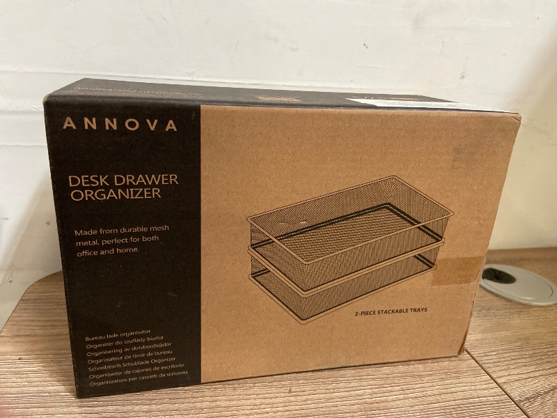 Photo 1 of Annova Mesh Stackable Drawer Cabinet and Shelf Organizer Bins Storage Basket School Office Supply Holder Tray- Set of 2 (White, 6x9x2 Inch)