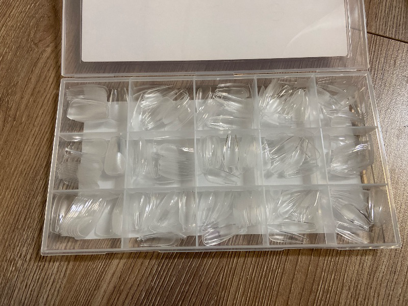 Photo 1 of Medium Coffin Nail Tips, SSWSBYKE 300pcs Soft Gel Nail Tips for Full Cover Pre-Shaped Acrylic Fake Nails Tips 15 Sizes Half Matte Press On Nails for Extension Home DIY Salon