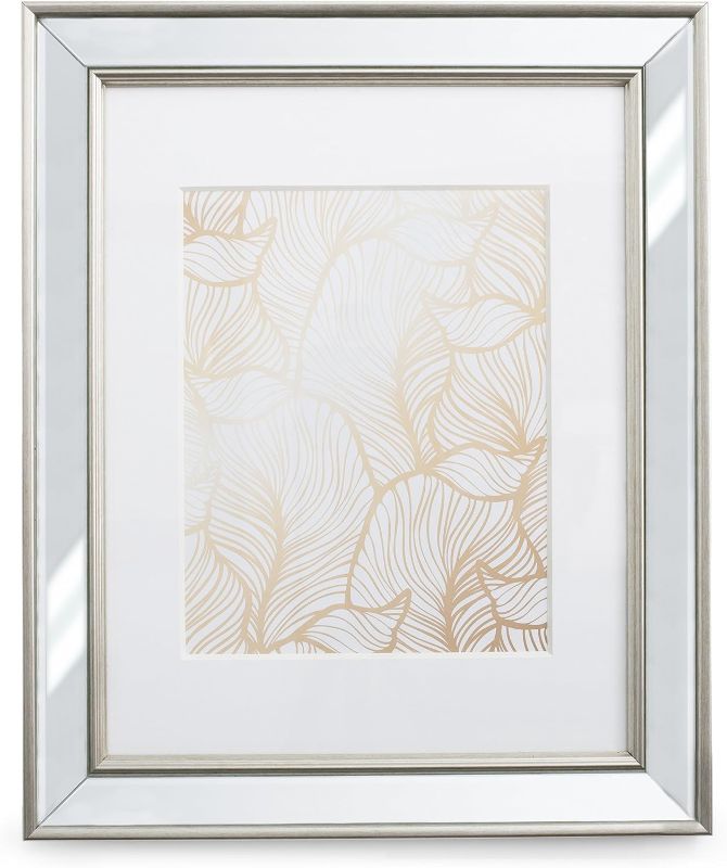 Photo 1 of 11x14 (Matted 8x10) Gold Wall-Mountable Beveled Mirror Picture Frame