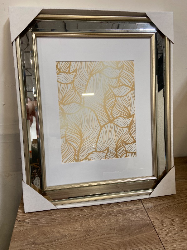 Photo 1 of 11x14 (Matted 8x10) Gold Wall-Mountable Beveled Mirror Picture Frame