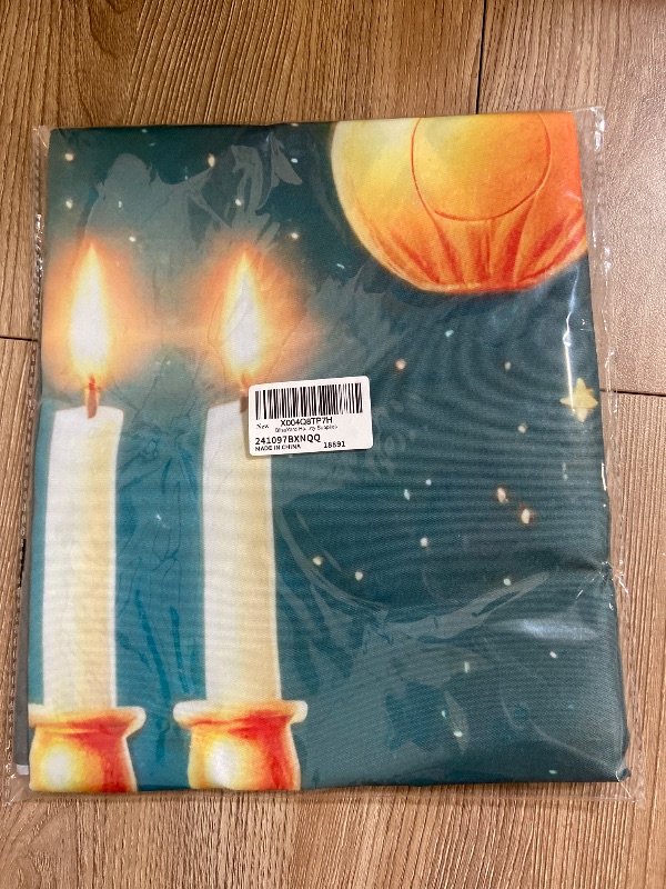 View 2 of BlissYard Hanukkah Banner 71 x 43 Inches Jewish Holiday Backdrop Menorah Honey Apple Wall Decor Star of David Festival Banner for Home Synagogue Classroom Celebration Backdrop