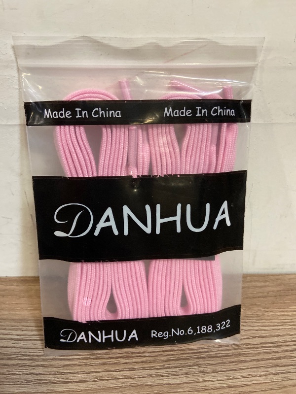 View 2 of Flat Cotton Shoelaces for Sneakers: Solid Athletic Shoe Laces 2 Pair | 8MM Wide Replacement Shoestrings, With Bright Colors, for Tennis Shoes, Stay Tied- Pink