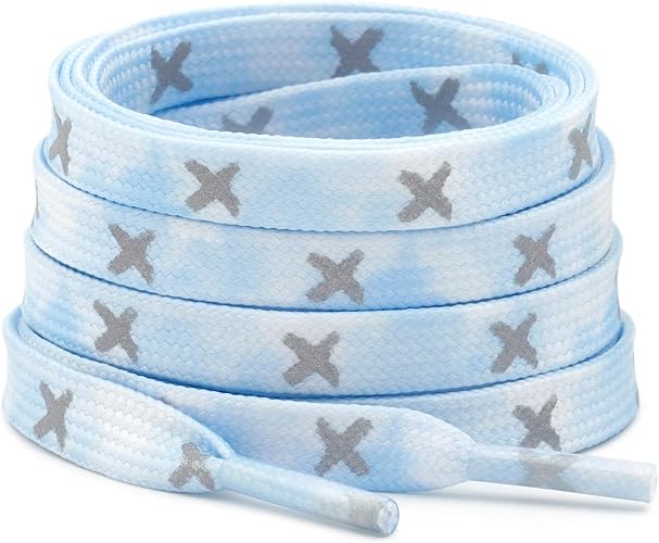 Photo 1 of 2 Pairs Reflective Shoelace Flat Safety Laces for Shoes Sneakers Boots Light Blue