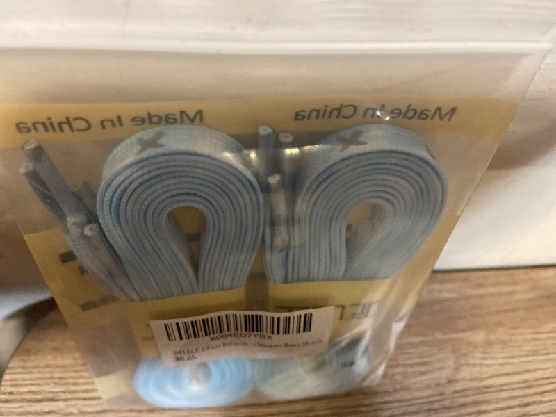 Photo 1 of 2 Pairs Reflective Shoelace Flat Safety Laces for Shoes Sneakers Boots Light Blue