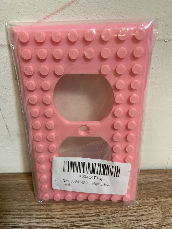 Photo 1 of 3D Printed Outlet Cover | Durable & Playful Plastic Plate w/ Building Block Design | Includes Color-Coded Screws for Easy DIY Installation | Stylish & Compatible w/ All Brands | Pink