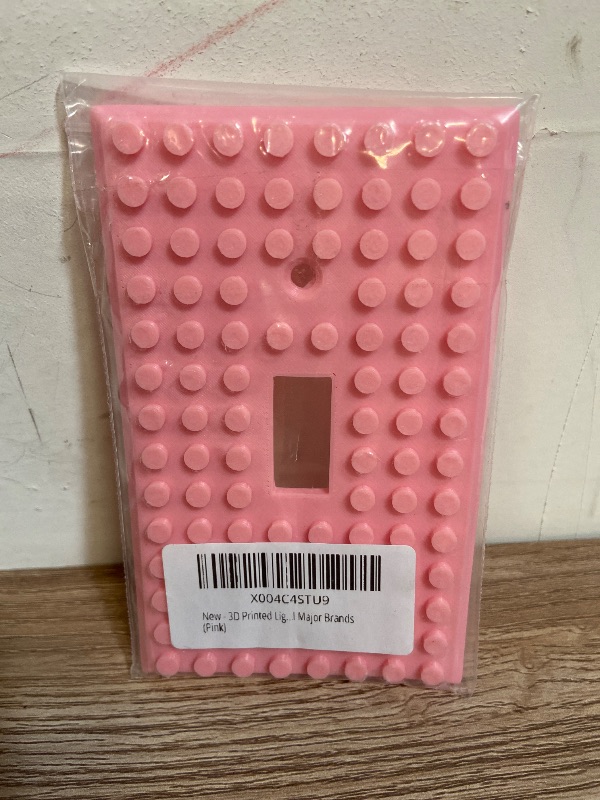 Photo 1 of 3D Printed Light Switch Cover | Durable & Playful Plastic Plate w/ Building Block Design | Includes Color-Coded Screws for Easy DIY Installation | Stylish & Compatible w/ All Brands | Pink
