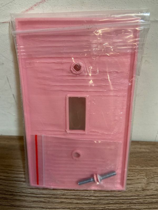 Photo 1 of 3D Printed Light Switch Cover | Durable & Playful Plastic Plate w/ Building Block Design | Includes Color-Coded Screws for Easy DIY Installation | Stylish & Compatible w/ All Brands | Pink
