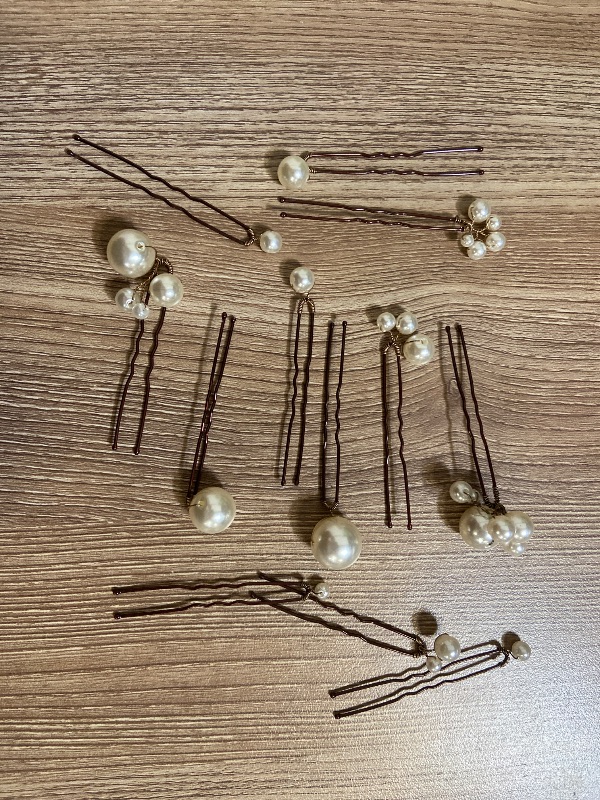 Photo 1 of 12 Pieces Bridal Pearl Hair Accessories Wedding Handmade Pearl Hair Pins for Brides, Women and Girls