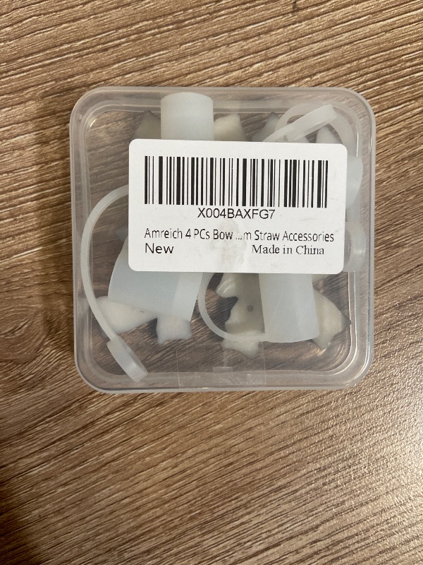 Photo 1 of Amreich Epoxy Bow Straw Toppers for Stanley Cups -4PCs Cute Straw Cover Caps Silicone Stanley Cup Accessories Compatible with 12 20 30 40 Oz Tumblers in Pink Black White Yellow with Storage Case