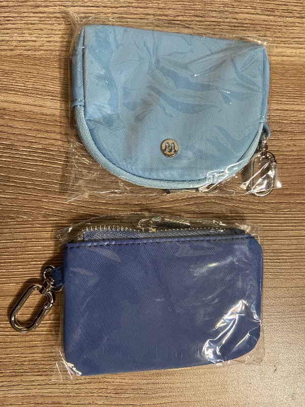 Photo 1 of Mini Zip Around Wristlet Wallet for Women Detachable Dual Pouch Wristlet Portable Coin Pocket Keychain Small Purse (Blue)