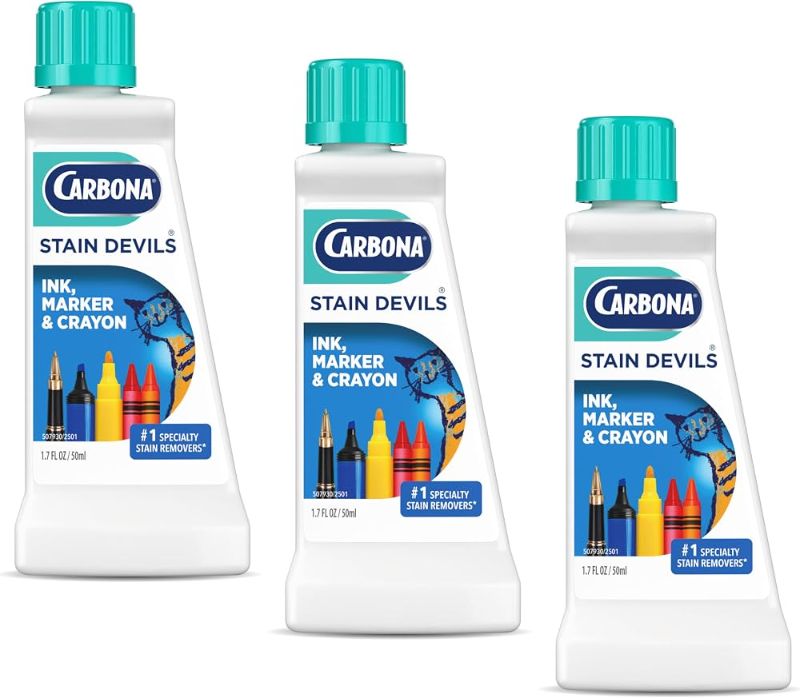 Photo 1 of Carbona Stain Devils® #3 | Ink, Marker & Crayon | Professional Strength Laundry Stain Remover | Multi-Fabric Cleaner | Safe on Skin & Washable Fabrics | 1.7 Fl Oz, 3 Pack