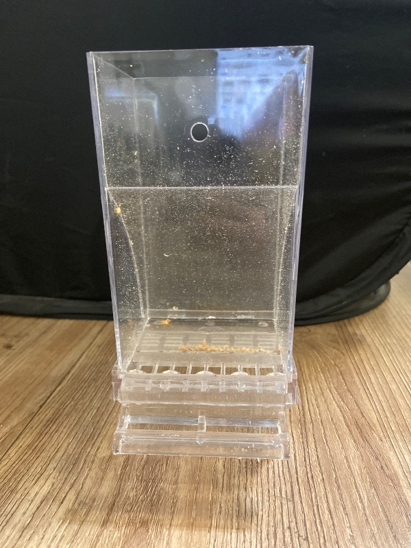 Photo 1 of Automatic Bird Feeder Bird Feeder Acrylic Bird Cage Feeder Hanging Seed Food Container Perch Cage Accessories for Small Medium Budgerigar Canary Cockatiel Finch Parakeet Easy to Install Clean