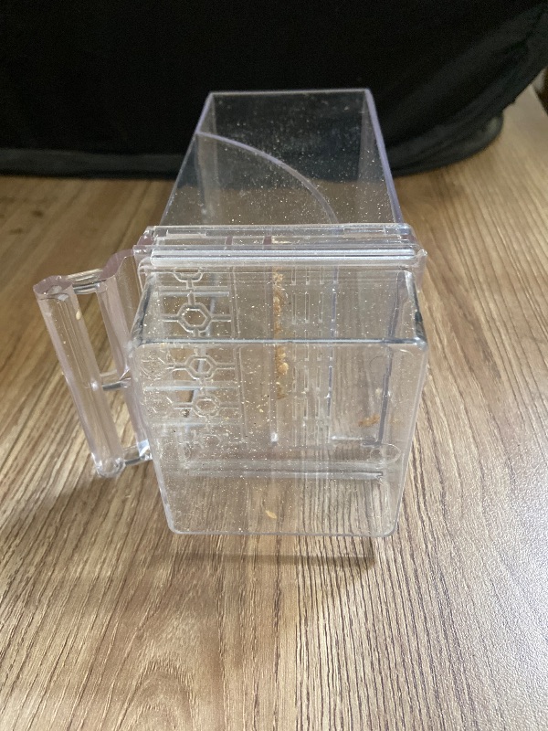 Photo 1 of Automatic Bird Feeder Bird Feeder Acrylic Bird Cage Feeder Hanging Seed Food Container Perch Cage Accessories for Small Medium Budgerigar Canary Cockatiel Finch Parakeet Easy to Install Clean