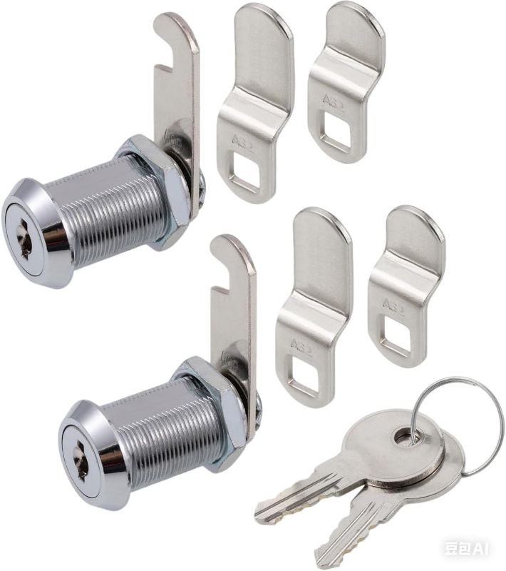 Photo 1 of Cabinet Cam Lock, 1-1/8 Inch Keyed Alike Cam Locks Secure File Drawer Door Mailbox Toolbox Dresser RV Cylinder Replacement Lock Hardware, Fits on 1" Max Panel Thickness (2 Pack) Chrome Finish