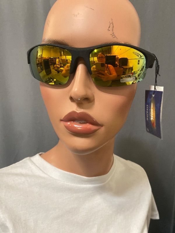 View 2 of  matte black Optic Edge Shakedown sports sunglasses feature a wraparound frame design and dielectric orange mirror lenses
