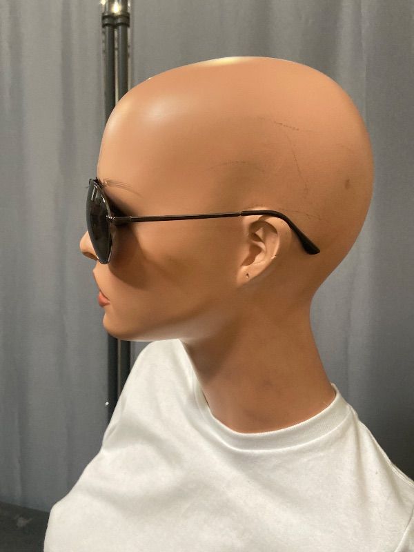 View 2 of aviator sunglasses featuring a dark ruthenium frame and black lenses.