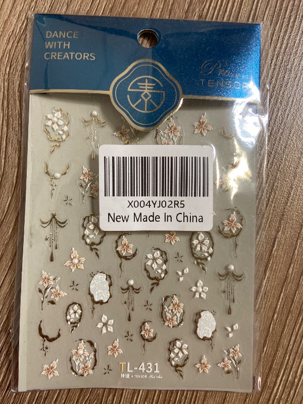 Photo 1 of Flower Nail Stickers Gold Nail Sticker for Nail Art 5D Embossed Nail Decals with Pearl Design Summer Spring Nail Supplies Self-Adhesive Fingernail Sticker Nails for Women Manicure Floral Decals