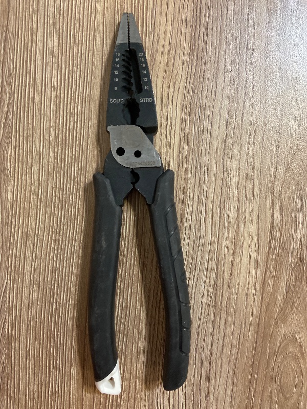 Photo 1 of 8 in. Multi-Function Long Nose Pliers with Rubber Handle