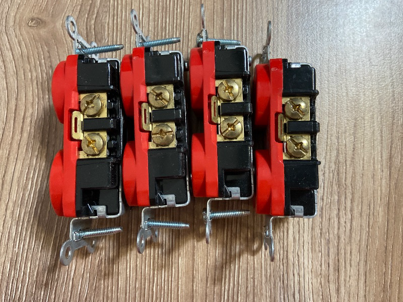 Photo 1 of 4pc duplex receptacle 20A 125V red Specification grade