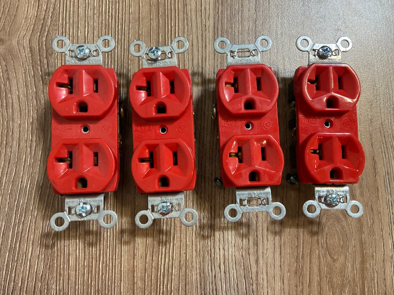 Photo 1 of 4pc duplex receptacle 20A 125V red Specification grade