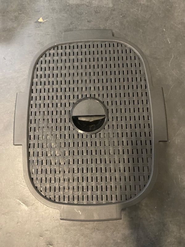 Photo 1 of (Lid Only) for Mind Reader 60L Slim Laundry Hamper Replacement Lid. It features a dark gray or black plastic composition with a ventilated, open-cutout wicker weave pattern and a central recessed handle cutout