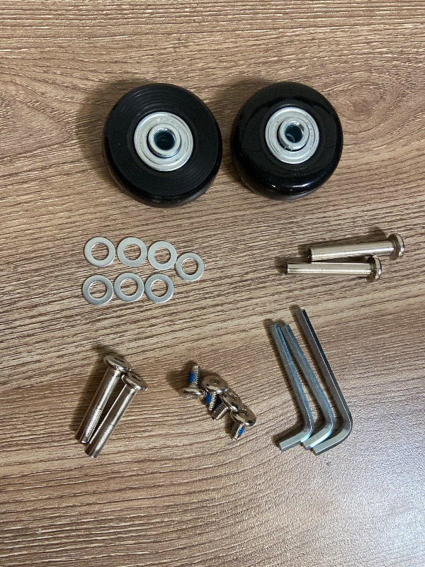 Photo 1 of uxcell Replacement Luggage Wheels 40x18mm Suitcase Wheel Repair Kits Include 2 PU Bearing Wheels & Washers, Wrenches & Axle Screw for Trolley Bag, Inline Skate and Caster Board