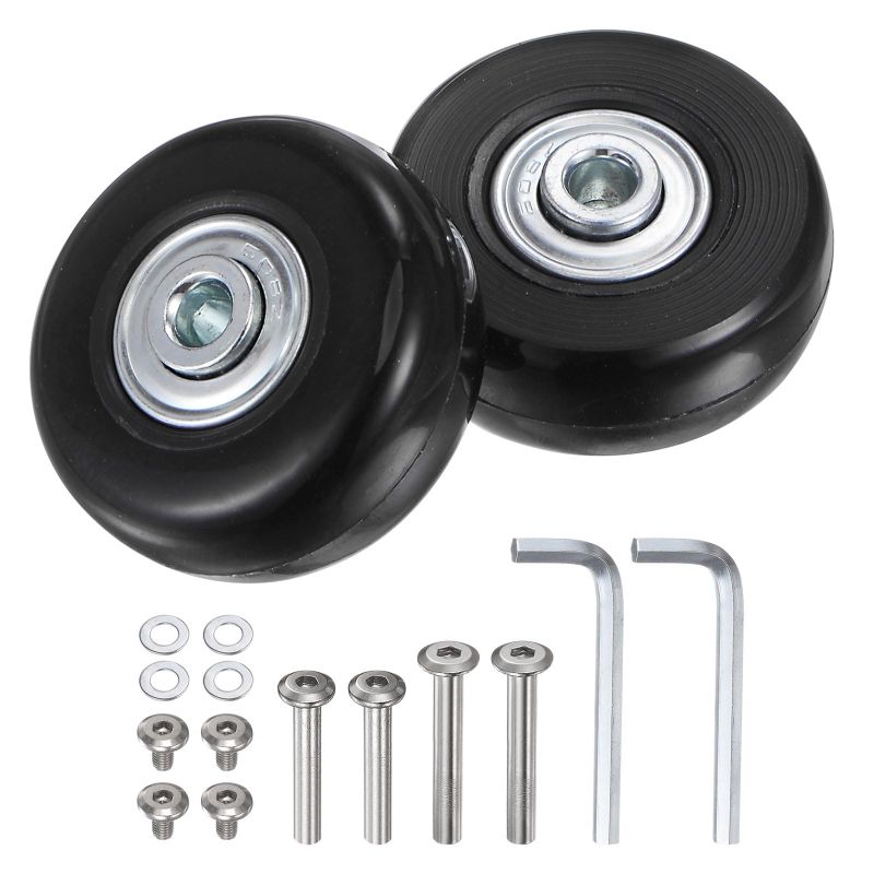 Photo 1 of uxcell Replacement Luggage Wheels 40x18mm Suitcase Wheel Repair Kits Include 2 PU Bearing Wheels & Washers, Wrenches & Axle Screw for Trolley Bag, Inline Skate and Caster Board