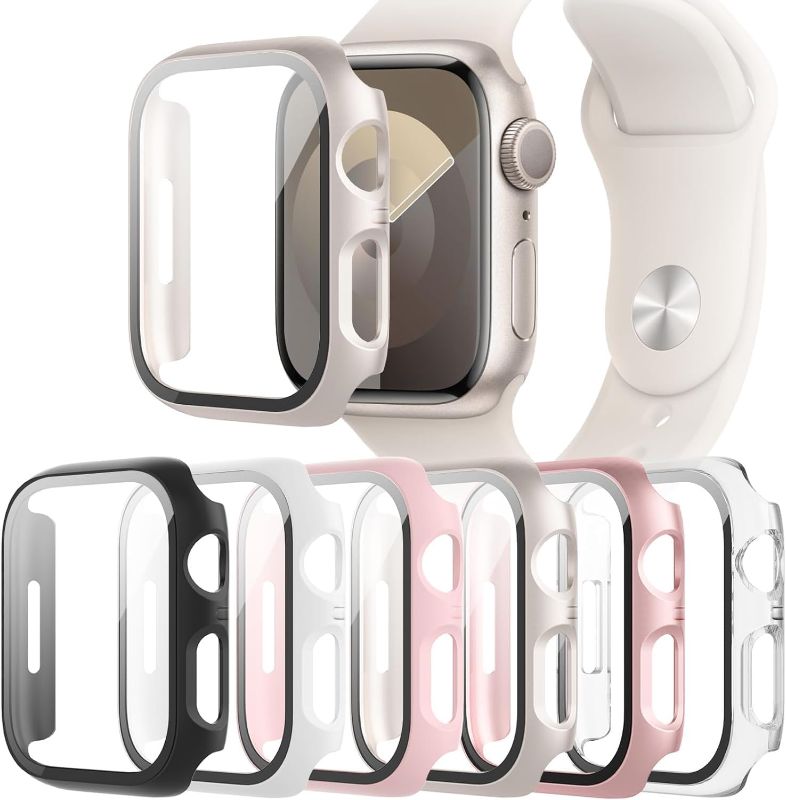 Photo 1 of 6-Pack Case Compatible with Apple Watch 40mm Series SE 3(2025)/SE 2/SE/6/5/4 with Tempered Glass Screen Protector, QCKANLJ Ultra-Thin Hard PC Full Protective Face Cover Bumper for iWatch 40 mm