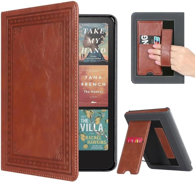 Photo 1 of CoBak Case with Stand for Kindle Paperwhite 12th Gen 2024 Released (7") & Kindle Colorsoft Signature Edition - Durable PU Leather Cover with Auto Sleep Wake, Card Slot, Hand Strap Feature, Vintage
