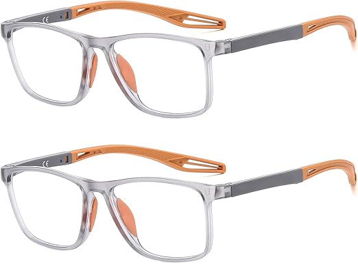 Photo 1 of Bifocal Reading Glasses - Sporty Style, Smart Vision - Sun Photochromic Outdoor Sports Presbyopic Magnifying Sunglasses with 1 Random Color Glasses Cloth and Glasses Case +3.50 (Orange)