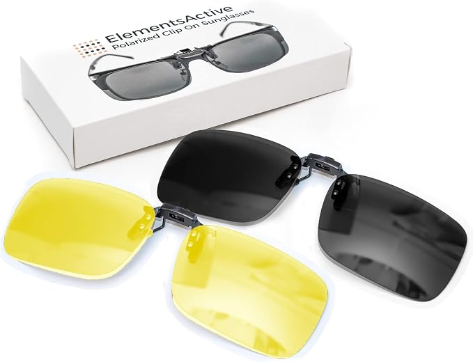 Photo 1 of 3 pk Polarized Clip-On Sunglasses for Driving, UV Protection, Flip-Up Sunny and Low Light Combo Set, Slim Clip Design