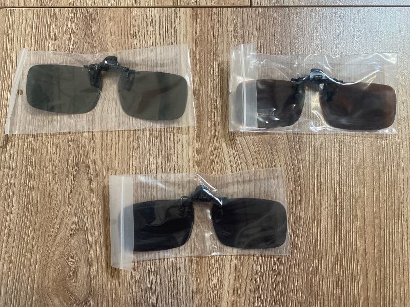 Photo 1 of 3 pk Polarized Clip-On Sunglasses for Driving, UV Protection, Flip-Up Sunny and Low Light Combo Set, Slim Clip Design